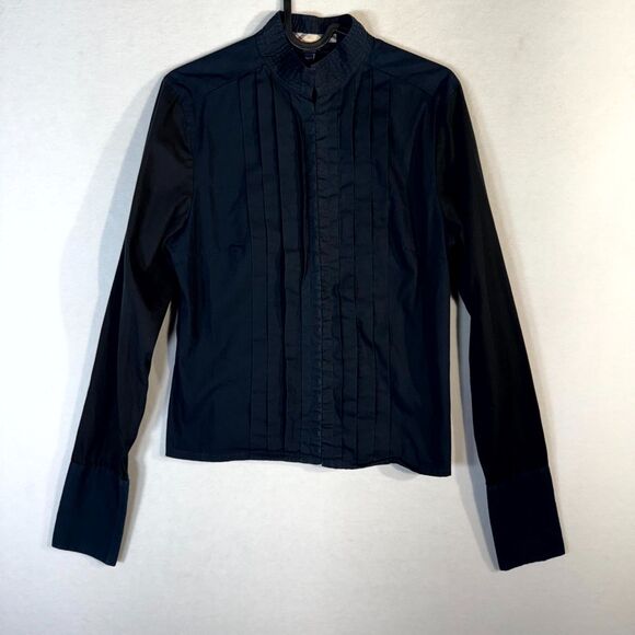 Burberry London Women's Dark Blue Button Up Shirt Made In‎ Italy Size 8 - Picture 3 of 13